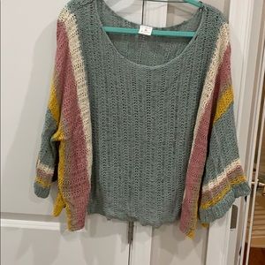 Wide sleeve knit sweater